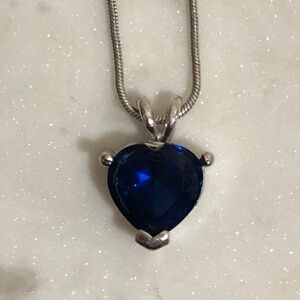 Heart Shaped Deep Blue Crystal Pendant Necklace